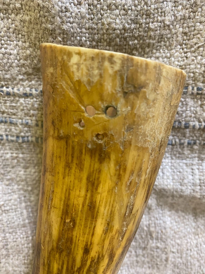 Antique vintage cow horn whetstone grinding stone case made in Slovakia - Image 2 of 4