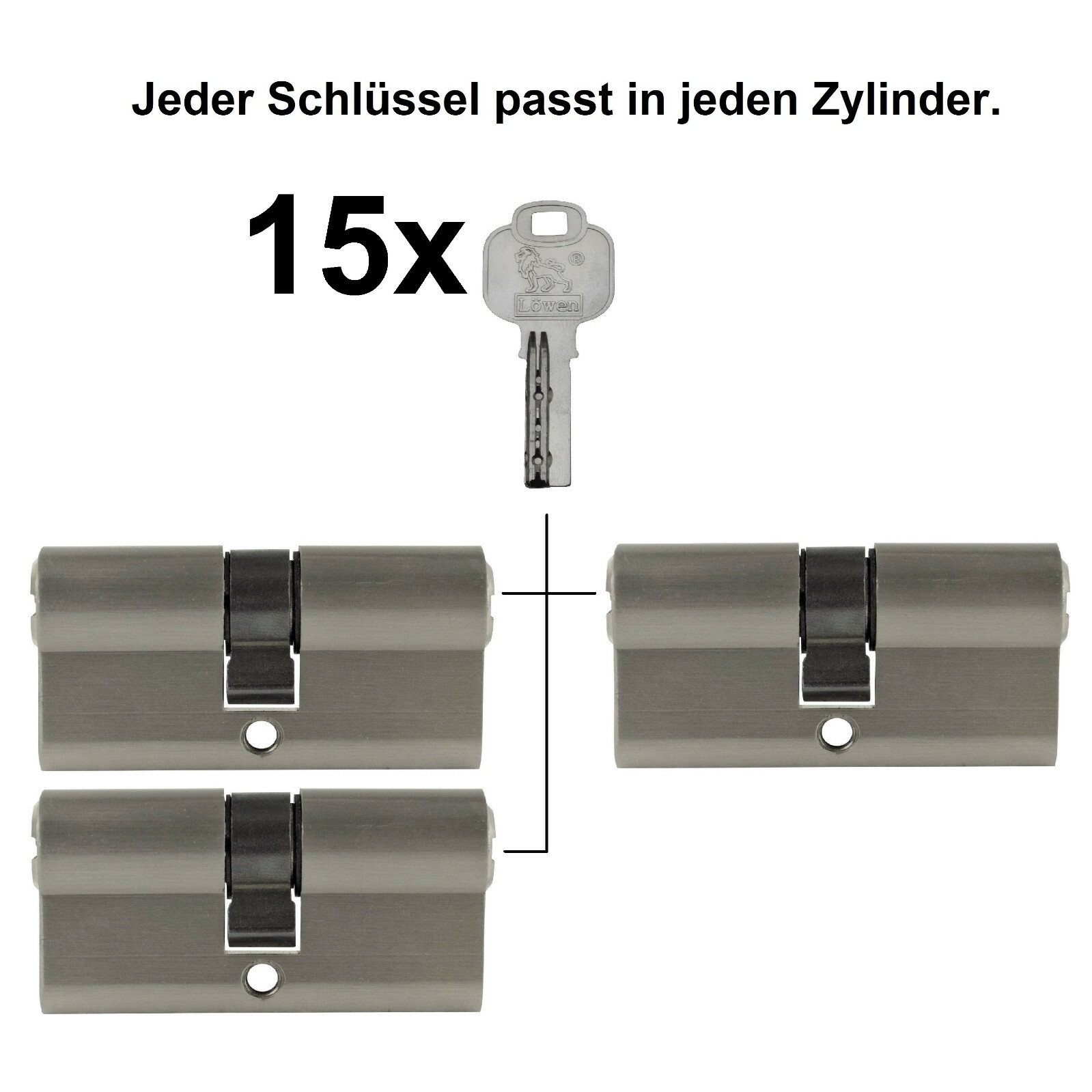 3x Profil Cylindre 60 mm 30/30 15x Porte clés Serrure à Cylindre