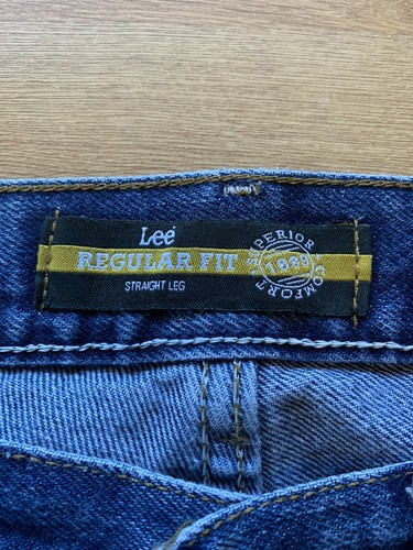 Pantalones de mezclilla Lee de corte regular de pierna recta para hombre W33 L34 azul algodón cómodo superior - Imagen 6 de 13