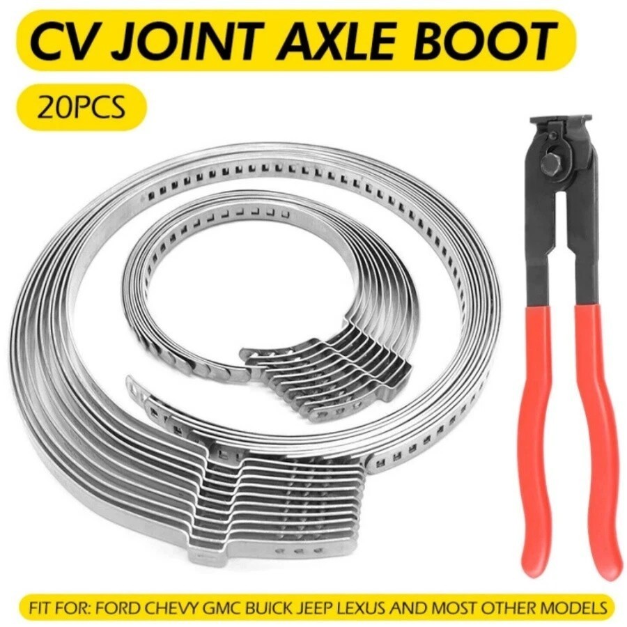 CV Joint Axle Boot Clamp Pliers Tool w/20 Crimp Bands Replace For Auto / ATV USA