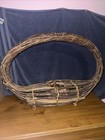 Vintage Large Canoe Shaped Planter Hanging Basket 26x6x18” Wooden Woven Weaved