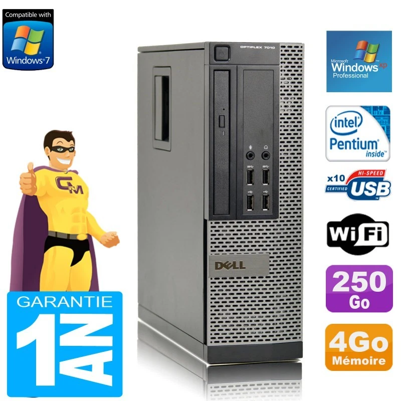 PC DELL 7010 SFF Intel G840 RAM 4Go Disque Dur 250 Go DVD Wifi Windows XP Pro - Photo 1/1
