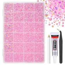 Light Pink AB Resin Rhinestones w B7000 Jewelry Glue for Bedazzling Crafting 2mm