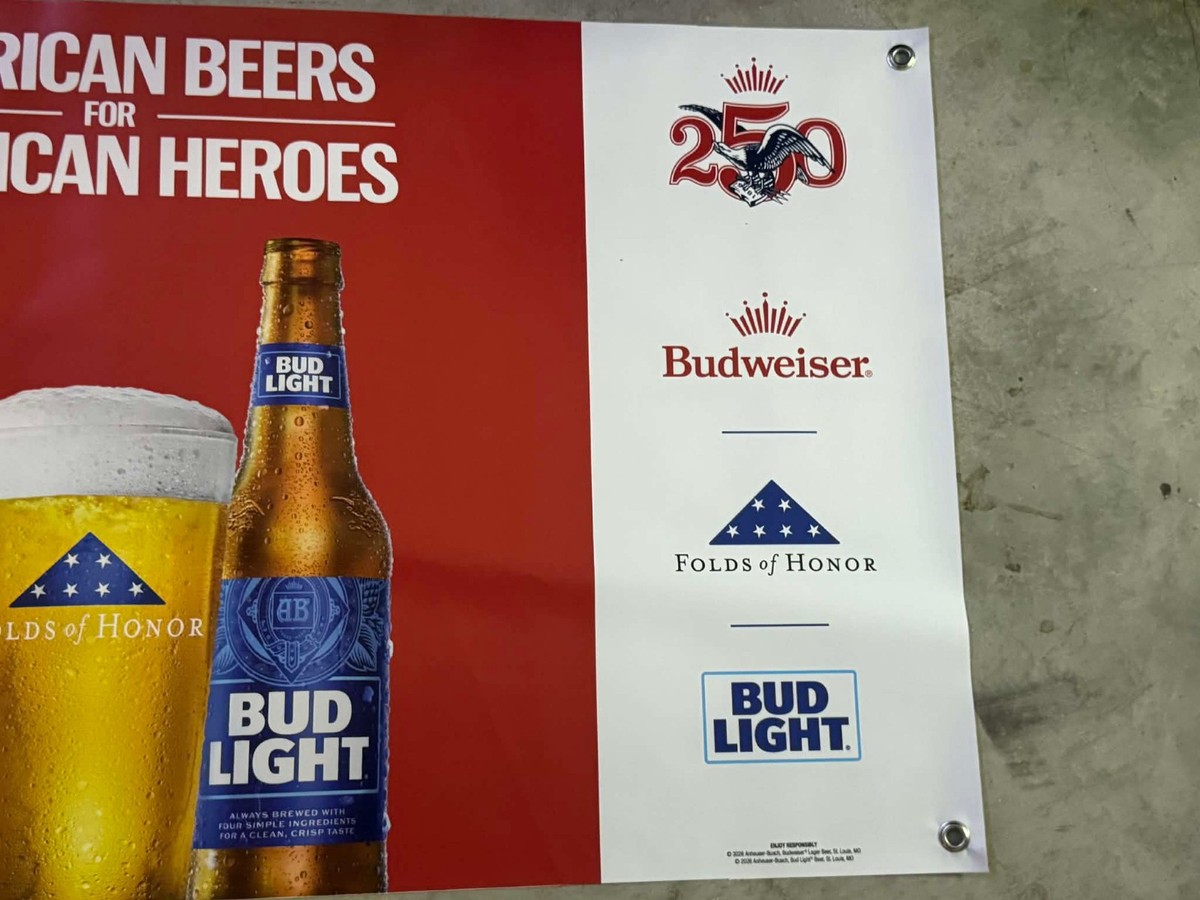 Budweiser Bud Light American Beers Banner 36x24 Patriotic Bar