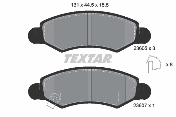 Plaquettes de frein Textar 2360501 pour système OE 1605976 freinage arrière