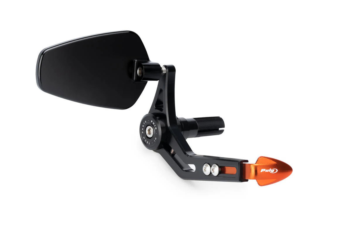 Puig Pro Brake Lever Protector with Mirror | Black/Orange