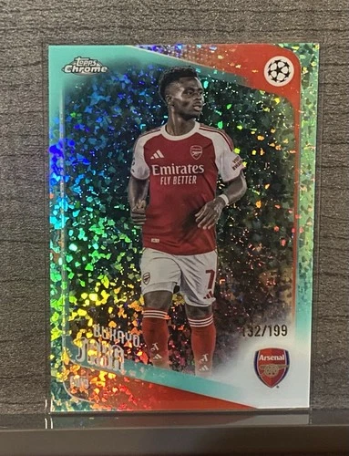 2025-26 Topps Chrome UEFA Club AQUA MINI-DIAMOND /299 #12 Bukayo Saka