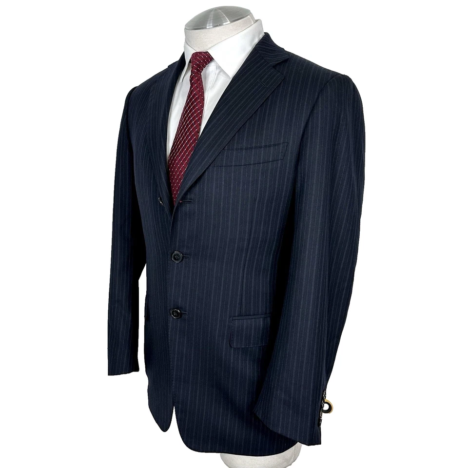 Ermenegildo Zegna MILMIL Cashmere Wool Roma Navy Stripe 3/2 Roll Sport Coat 38 S - Image 3 of 4