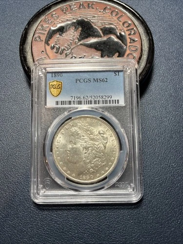 1890 Morgan Silver Dollar, PCGS Gold Shield Label, MS 62