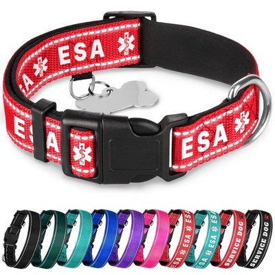 Reflective Pet Collar   Red - ESA   XL   Extra Soft Padding   Basic Nylon Dog...