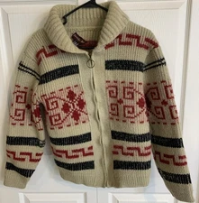 Vintage Big Lebowski Sweater Westerly Wool 70s Cowichan Cardigan Medium