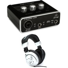 Behringer U-Phoria UM2 USB Audio Interface and Headphones