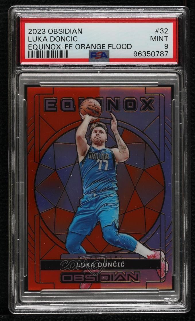 2023-24 Obsidian Equinox Electric Etch Orange Flood 18/75 Luka Doncic PSA 9 MINT