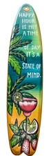 39” HAPPY HOUR HAND CARVED WOOD TROPICAL SIGN WALL HANGING ART HOME DECOR