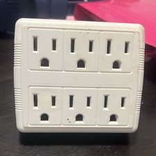 6-Outlet Wall Plug-In Adapter White Plastic A...
