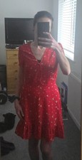 H&M Red Floral Summer Dress. Size 10. Worn Once. Excellent Condition