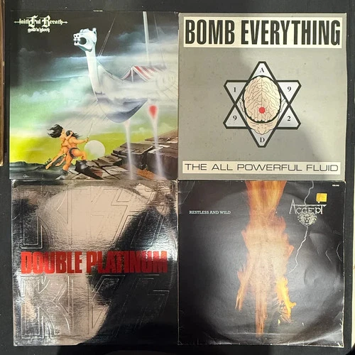 Heavy x 4 Vinyl Record LP Job Lot Kiss Accept Bomb Everything Faithful Breath