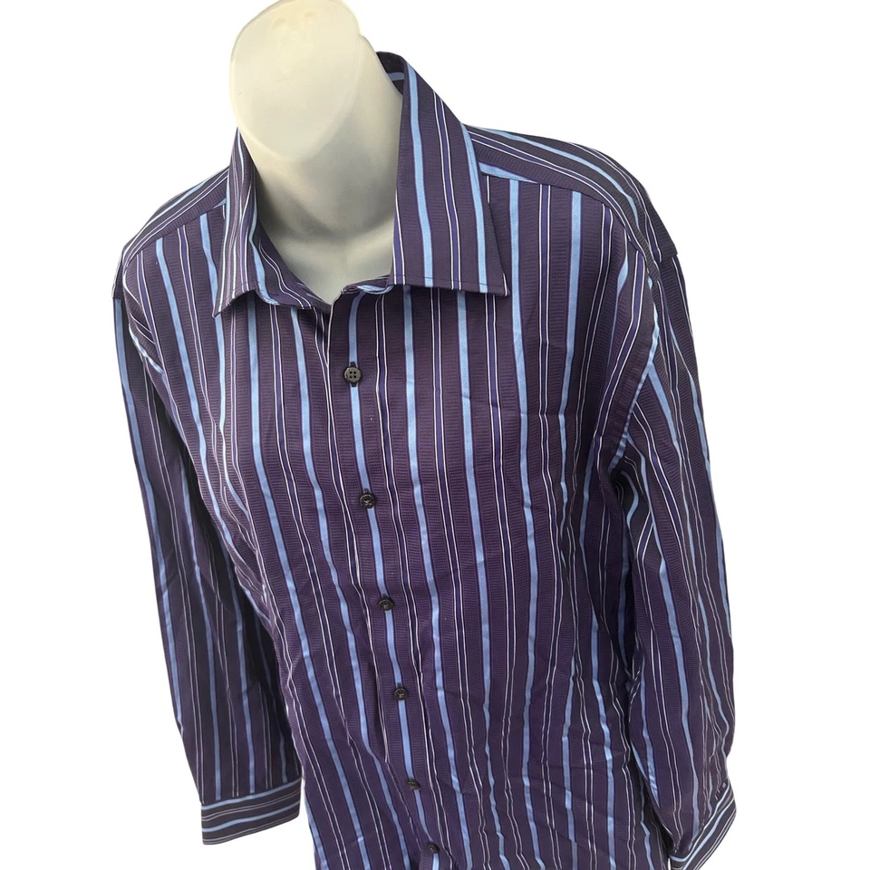 Zagiri Mens Dress Shirt Striped Long Sleeve Button Up Casual Party Size L - Image 2 of 4