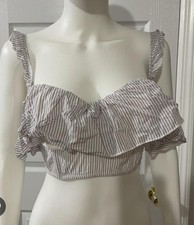Victoria's Secret Dream Angels Purple White Stripe Ruffle Bustier Crop 36D-NIP💖