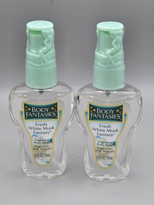 Body Fantasies Fresh White Musk Fragrance Body Mist Spray 1.7 oz Lot of 2 New