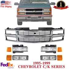 Front Grille Chrome + Head & Signal Light + Reflector For 95-99 Chevy C/K Series