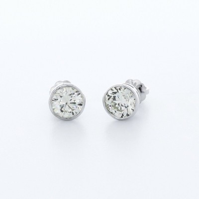 1.0CT Lab-Created Diamonds D/VS1 Round Cut 14K White Gold Bezel Classic Studs