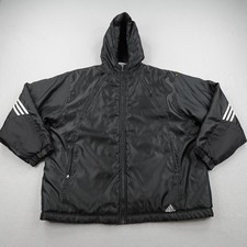 Vintage Adidas Jacket Mens 2XL Black Parka Windbreaker Insulated Quilt Lined 90s
