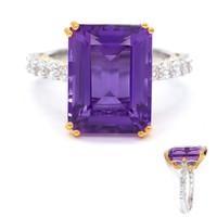 Cavill Silberring Damen 11,08Ct Amethyst Oktagon Smaragdschliff 925- Echtschmuck
