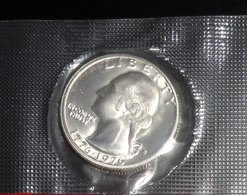 1976 S Silver Washington Quarter 40% Silver from Uncirculated Set in Mint Cello