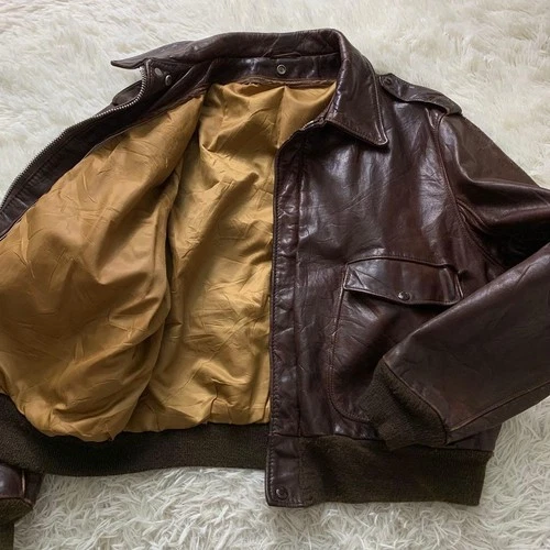 Schott Men's G-1 Flight Jacket Rider Jacket Leather Size 50 Brown Vintage