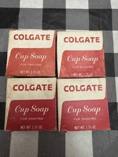 Vintage Colgate Cup Soap For Shaving Lot Of 4 Bars 1.75 Oz USA Unused Boxes