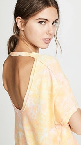 We The Free People All Mine Tie Dye Tee Size Small Yellow Berry Combo Open Back