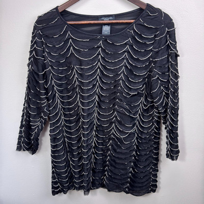 Notations Womens Whimsigoth Ruffled Top 2X Black Fairy Grunge Emo Alternative