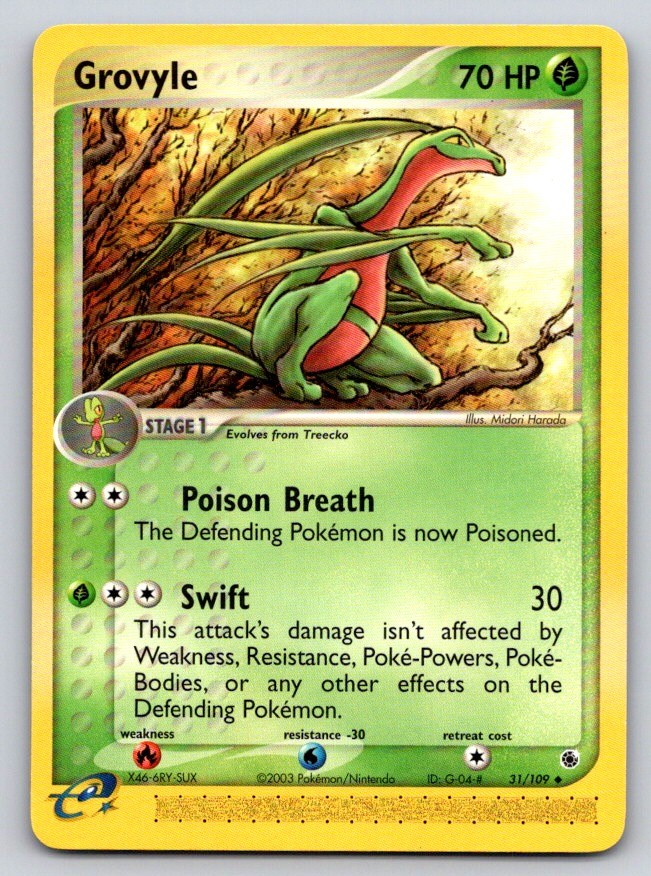 Grovyle 31/109 Uncommon Ruby & Sapphire Pokemon Moderately Played