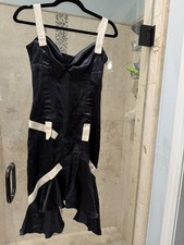 Antonio Berardi Black Nude Babydoll Sweetheart  Midi Dress 6, IT 40 Silk 2die4