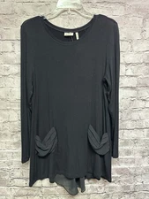 LOGO Lori Goldstein Women’s Long Sleeve Black Pocket Size Medium 