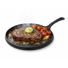 Cast Iron Round Sizzle 10" Platter Steak Sizzler Serving Plate Sizzling Dish