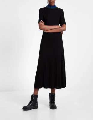 Desigual Women's Dress A-Line Knit Midi Short Sleeves Strechy Black XL 19WWVK68 - Bild 1 von 4