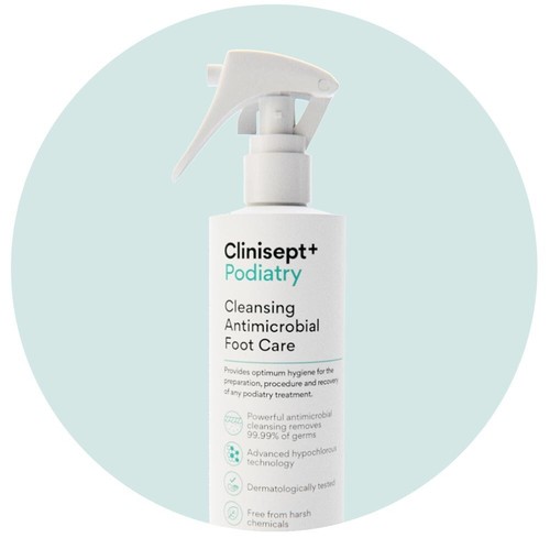 Clinisept+ Podiatry Cleansing Antimicrobial Foot Care Spray Skin Surface 250ml - Picture 5 of 5