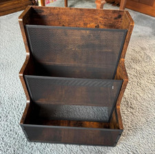 Vinyl Record Storage Holder, Stepped 3 Tier LP Vinyl Record Crate, Metal Grid