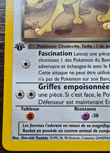 Pokemon Card No. 42/82 Persian Obscur (Dark Persian) 1st Edition French N/M - Picture 5 of 6