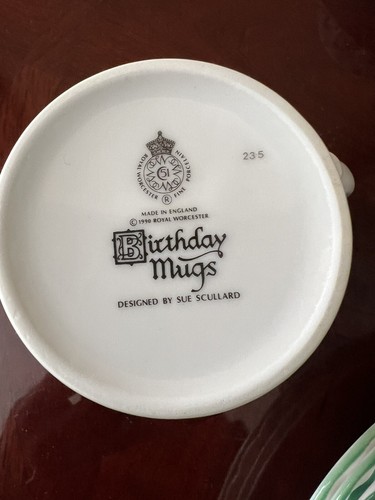 Royal Worcester England Birthday Mug Coffee Cup Thursday's Child Sue Scullery - Picture 8 of 8