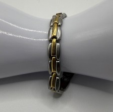 Two-Tone 8 Inches Stainless Steel Magnetic Therapy Link Bracelet