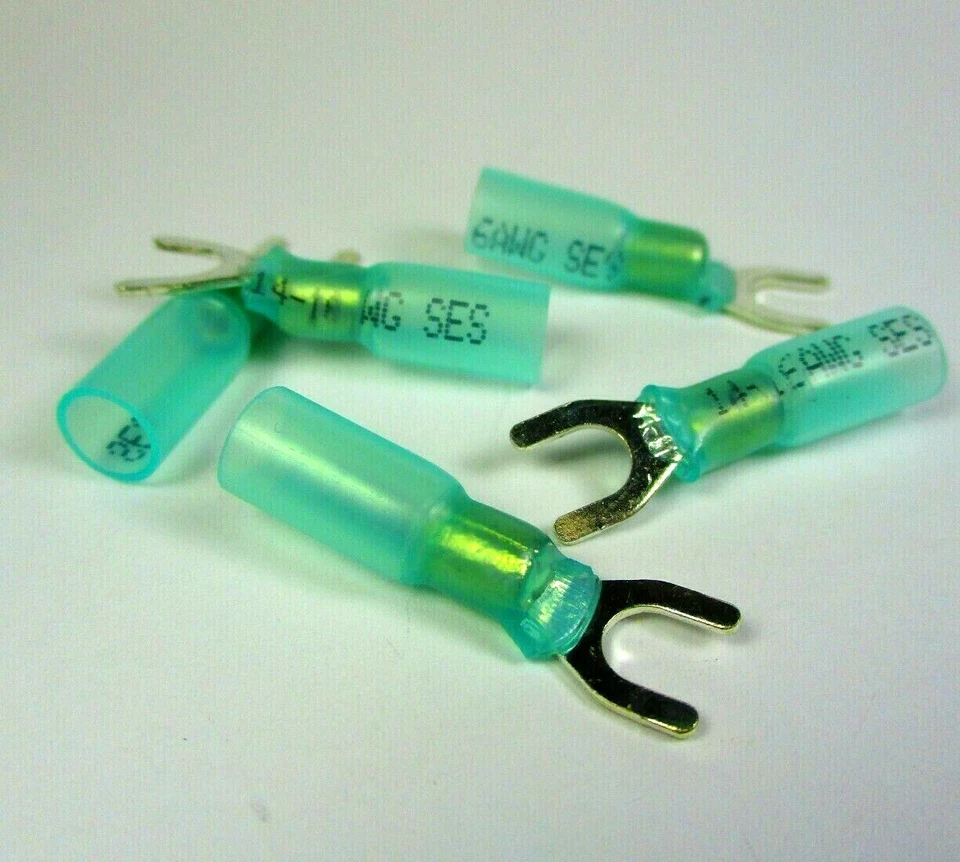 50pcs Voltrex Crimp and Seal 3948, #10 Fork Tongue Terminal 14-16 AWG Spade BLUE - Image 2 of 2