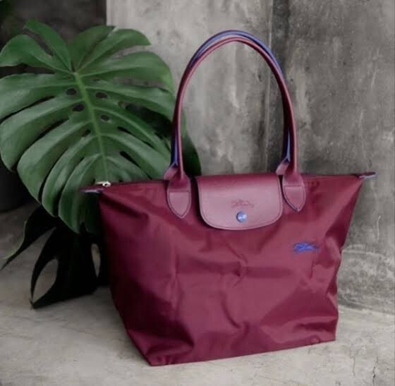 New Longchamp Le Pliage plum purple Recycle Canvas Top Handle
