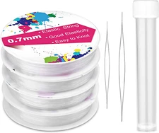 4 Rolls Elastic Stretch Thread for Bracelets, Transparent Beading String with 2