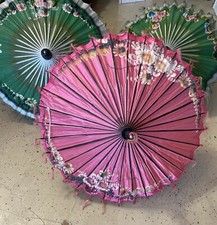 Parasol Umbrella  1 Pink Silky Material Asian Chinese Japanese Rice Paper OBO