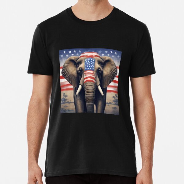 Patriotic Elephant 2 Premium Patriotic Political Made in USA T-Shirt S-5XL