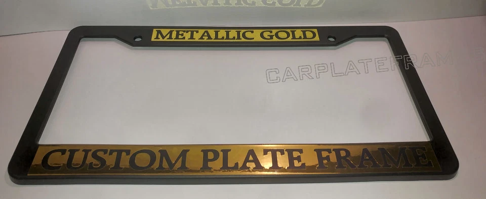 METALLIC GOLD TAG HOLDER CUSTOM TEXT PERSONALIZED CUSTOMIZED License Plate Frame - Image 2 of 4