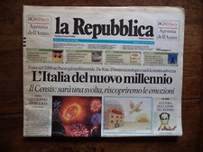 Giornale La Repubblica 1 gennaio 2000 Capodanno 1999 collezione nuovo millennio